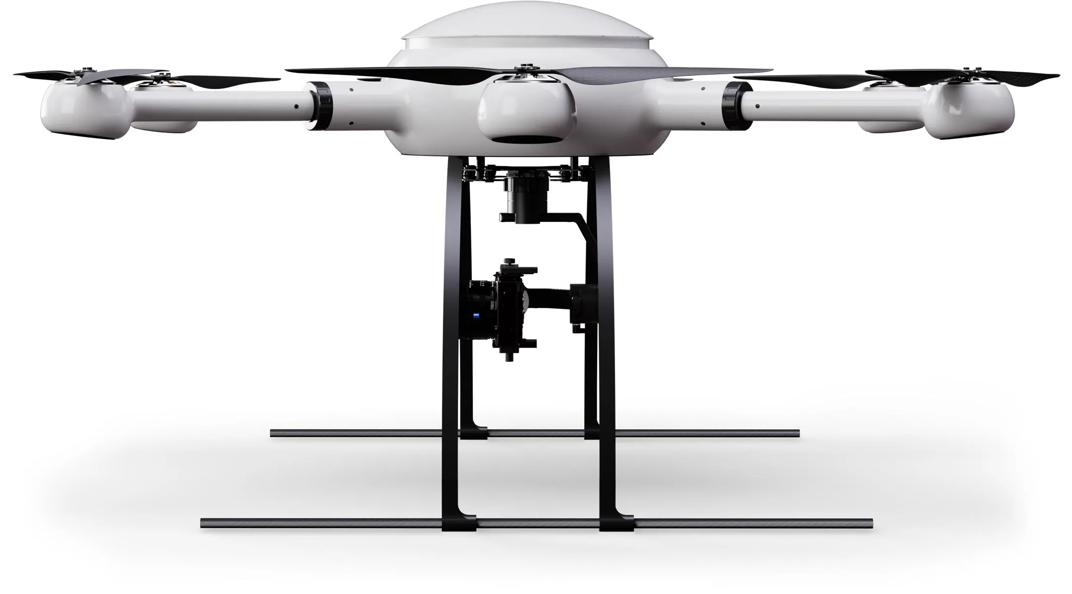 Exabotix Mercury LiDAR Industrial drone side view from left with LiDAR scanner for precise 3D scanning and surveying tasks.