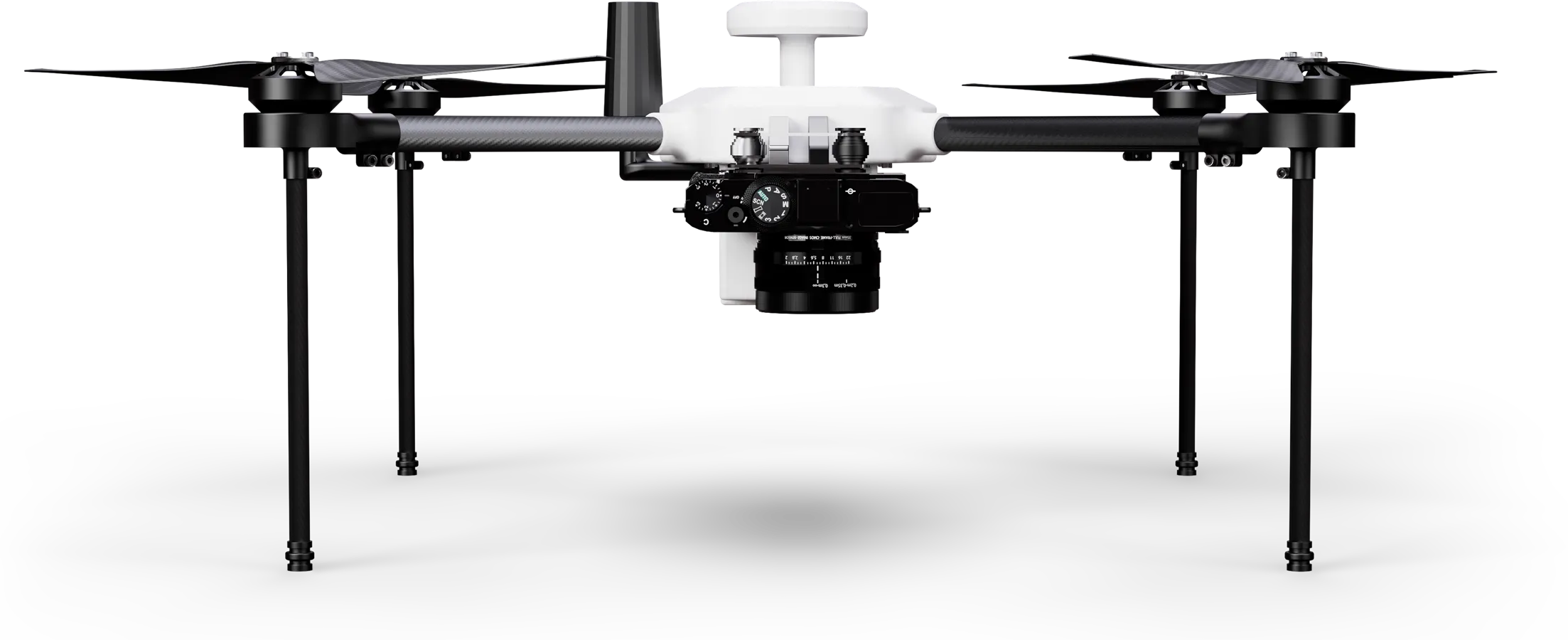 Exabotix Zelos Mapper Drone industriel Vue de face avec caméra pour les tâches d'arpentage.