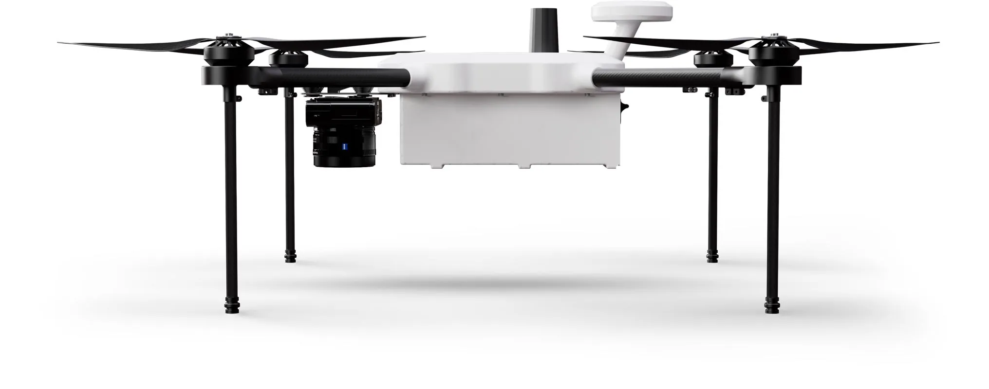 Exabotix Zelos Mapper Drones industriels Vue latérale de gauche avec caméra pour les tâches d'arpentage.