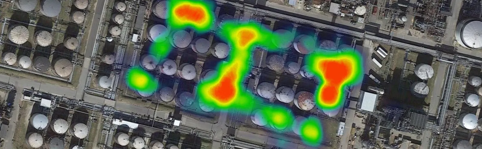 Heat-Map-Visualisierung einer Gasmessung mit einer Drohne.